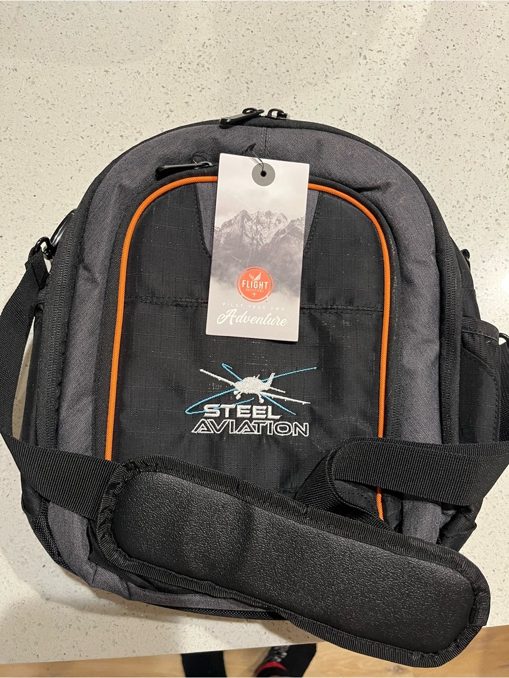 Steel Aviation Men’s Black Messenger Bag with Orange Trim
